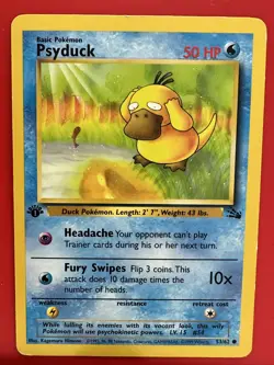 Fossil #53/62 Psyduck 1st Edition Pokemon Card - Image 1