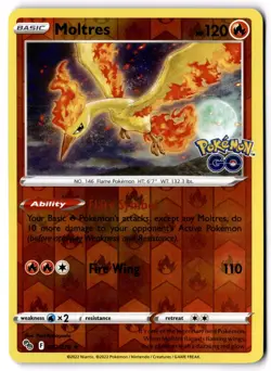 Moltres Reverse Holo Rare Pokemon GO 012/078 NM - Image 1
