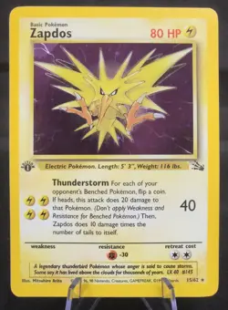 Pokemon 1st Edition Zapdos Holo Rare - 15/62 Fossil - Image 1