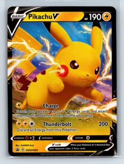 Pikachu V SWSH: Sword & Shield Promo Cards #SWSH061 Pokemon Card TCG - NM - Image 1