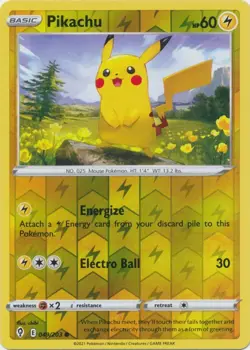 Reverse Holo Pikachu 049/203 Evolving Skies Common Pokemon TCG - Image 1