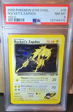 Rocket's Zapdos- Gym Challenge Holo - PSA NM-MT 8 Beautiful Rare vintage pokemon - Image 1
