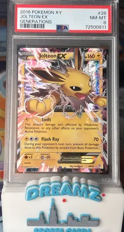 Jolteon EX 28/83 Pokemon Generations Holo Graded PSA 8 - Image 1