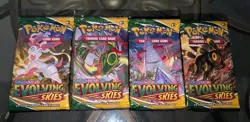 Pokemon Evolving Skies Booster Packs Lot of 4 English Sealed Listing #5 - Image 1