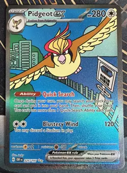 Pokemon TCG Pidgeot Ex 225/197 SV03: Obsidian Flames Full Art Illustration Rare - Image 1