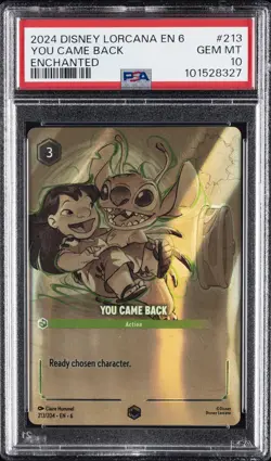2024 DISNEY LORCANA ENCHANTED 6-AZURITE SEA #213 YOU CAME BACK PSA 10 - Image 1