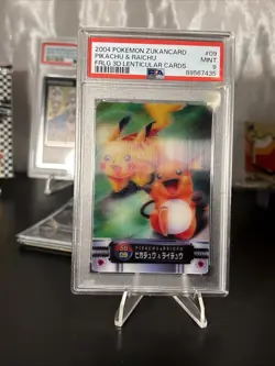 PSA 9 Pikachu ＆ Raichu Pokemon Carddass Zukan 3D Card Japanese 09 Nintendo - Image 2