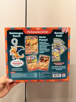 Pokemon Charizard Set – Indonesian Exc– 2 Booster Packs, Promo Card & Keychain - Image 2