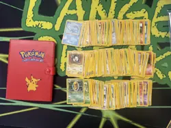 1999 Pikachu Pokemon Binder Red 4 Pocket 120 Slot Plus 227 non holo cards - Image 1