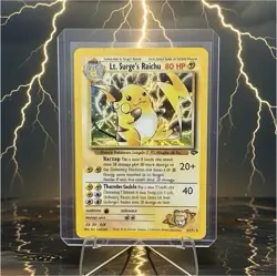 Pokemon TCG Lt. Surge's Raichu Holo Rare Card 11/132 Gym Challenge 80 HP - Image 1