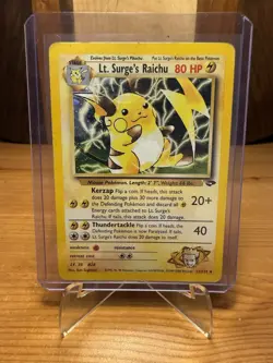 Pokemon TCG Lt. Surge's Raichu Holo Rare Card 11/132 Gym Challenge 80 HP - Image 2
