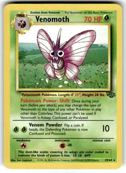 Venomoth - 29/64 - Pokemon Jungle Unlimited Rare Card WOTC NM - Image 1