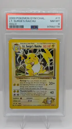 PSA 8 LT. Surge's Raichu Gym Challenge 11/132 Pokemon Card Near MINT Holo - Image 3