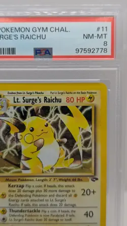 PSA 8 LT. Surge's Raichu Gym Challenge 11/132 Pokemon Card Near MINT Holo - Image 4