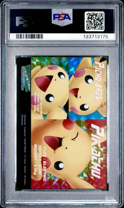PSA 8 Pikachu & Pichu Bros Prism Japanese Carddass Zukan No 04 Pokemon - Image 2
