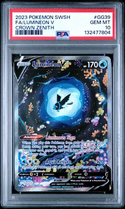 2023 POKEMON SWORD & SHIELD CROWN ZENITH #GG39 FULL ART/LUMINEON V PSA 10 - Image 1