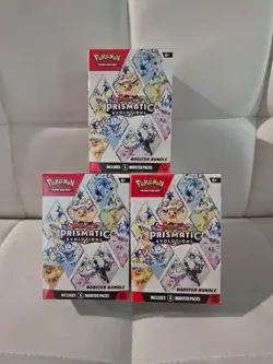 LOT of 3 Pokemon TCG Scarlet & Violet Prismatic Evolutions Bundles New Sealed - Image 1