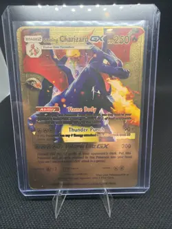 Pokemon Shining Charizard GX 250hp Gold Foil Fan Art Collector Card - Image 1
