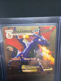 Pokemon Shining Charizard GX 250hp Gold Foil Fan Art Collector Card - Image 2