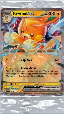 Pokemon TCG - Pawmot ex 073/197 Obsidian Flames Promo Holo, Factory Sealed, NM - Image 1