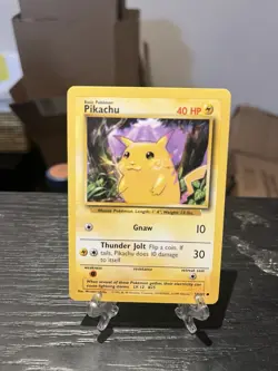 Pikachu 058/102 Base Set Regular Common Yellow Cheeks LP-MP Pokemon WOTC - Image 1