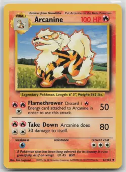Pokemon Card Arcanine Uncommon Base Set 023/102 - Image 1