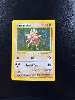 Pokemon Hitmonchan 7/102 Base Set Holo Rare LP WOTC English Vintage 1999 - Image 1