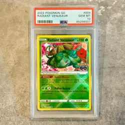 PSA 10 GEM MINT Radiant Venusaur Pokemon GO 2022 Holo Rare 004/078 - Image 1