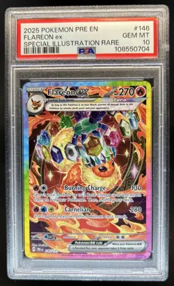 2025 Pokemon Prismatic Evolutions Flareon ex #146/131 PSA 10 - Image 1