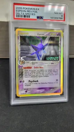 2005 ESPEON REVERSE HOLO FOIL EX DELTA SPECIES POKEMON PSA 8 NEAR MINT-MINT #4 - Image 4