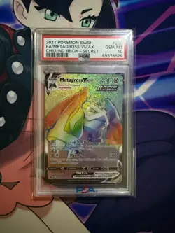 2021 Pokemon Chilling Reign METAGROSS VMAX Hyper Rare 208/198 PSA 10 GEM MINT - Image 1