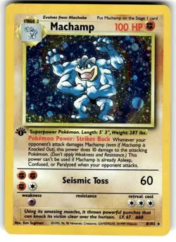 Machamp 8/102 1st Edition Holo - Base Set - Pokemon TCG 1999 LP crease - Image 1