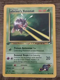 Pokemon TCG Sabrina's Venonat Gym Heroes 1st Edition 96/132 Common 40 HP 20 ATK - Image 1