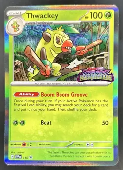 2023-25 Pokemon SV Black Star Promos - SVP EN Thwackey Staff VAR #115b - Image 1