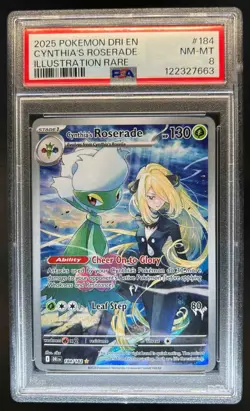 2025 Pokemon Destined Rivals Cynthia's Roserade #184/182 PSA 8 - Image 1