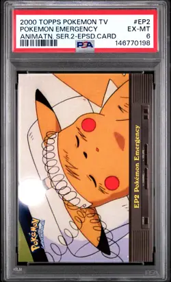 2000 TOPPS POKEMON TV ANIMATION SERIES 2 EPISODE CARDS POKEMON EMERGENCY PSA 6 - Image 1