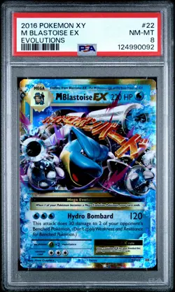 2016 POKEMON XY EVOLUTIONS #22 M BLASTOISE EX PSA 8 - Image 1