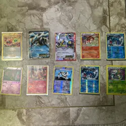 Pokemon Lot of 10 Charizard Holo Shiny Metagross Ex, Gyarados Holo Gold Trainer - Image 1