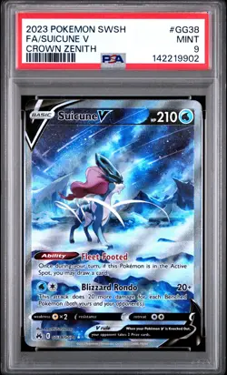 2023 POKEMON SWORD & SHIELD CROWN ZENITH #GG38 FULL ART/SUICUNE V PSA 9 - Image 1
