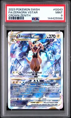 2023 POKEMON SWORD & SHIELD CROWN ZENITH #GG43 FULL ART/ZERAORA VSTAR PSA 9 - Image 1