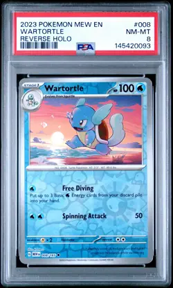2023 POKEMON MEW EN-151 REVERSE HOLO #008 WARTORTLE PSA 8 - Image 1