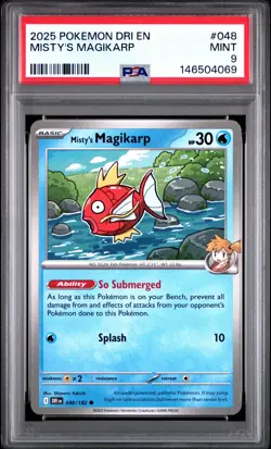 2025 POKEMON DRI EN-DESTINED RIVALS #048 MISTY'S MAGIKARP PSA 9 - Image 1