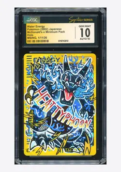 Pokemon CGC 10 GEM AUTO 10 Water Energy Holo Charizard Msing 2002 McDonald's JPN - Image 1