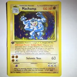 Pokemon TCG Machamp Base Set 8/102 1st Edition Holo Rare 100 HP 1999 Wizards - Image 1