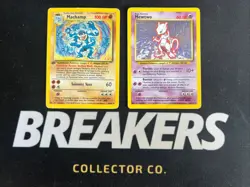 1999 Base Set Vintage Pokemon 2 Card Lot: Holo 1st Edition Machamp & Mewtwo - Image 1