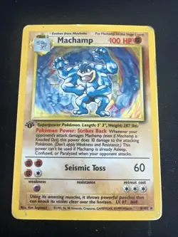 1999 Base Set Vintage Pokemon 2 Card Lot: Holo 1st Edition Machamp & Mewtwo - Image 2