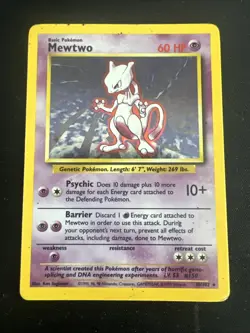 1999 Base Set Vintage Pokemon 2 Card Lot: Holo 1st Edition Machamp & Mewtwo - Image 4