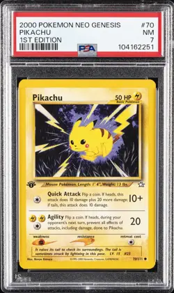 2000 POKEMON NEO GENESIS 1ST EDITION #70 PIKACHU PSA 7 - Image 1