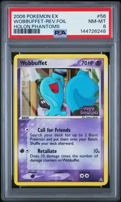 2006 POKEMON EX HOLON PHANTOMS #56 WOBBUFFET-REVERSE FOIL PSA 8 - Image 1