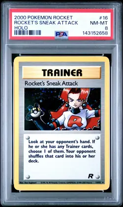 2000 POKEMON ROCKET #16 ROCKET'S SNEAK ATTACK-HOLO PSA 8 - Image 1